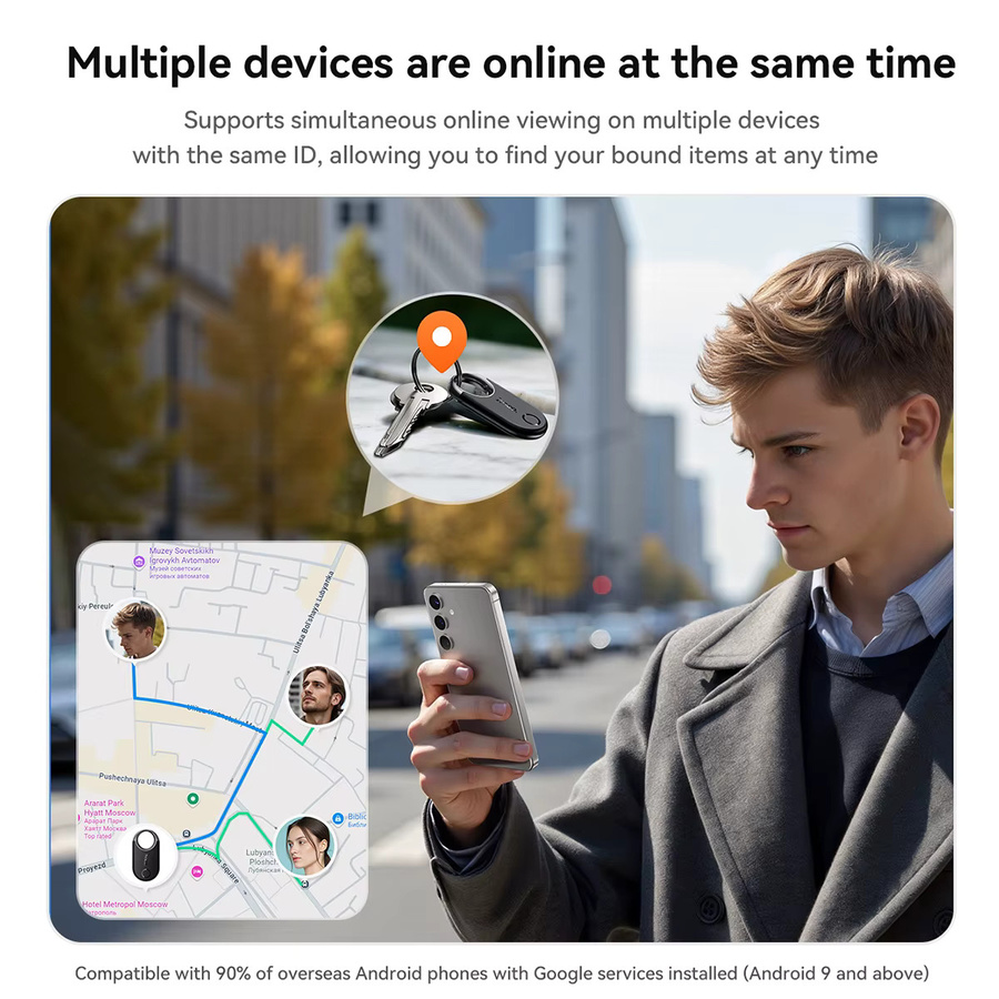 HOCO Smart Android Tracker Tag mit Google Find My Unterstützung, Bluetooth GPS Finder Locator für Schlüssel, Haustiere und Gepäck in Schwarz oder Lila - Bild 4