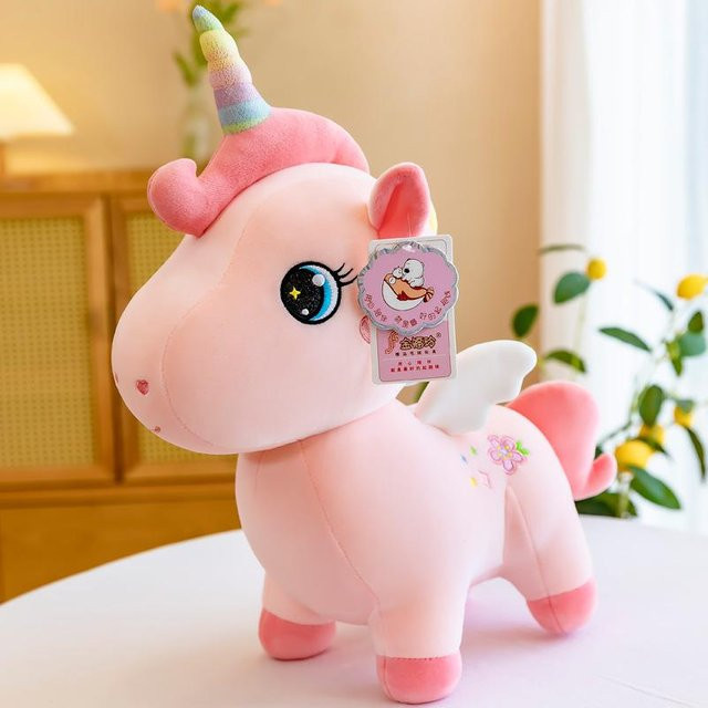 Linyi toy car Einhorn Plüschtier, Rosa, mit Flügeln - Bild 1