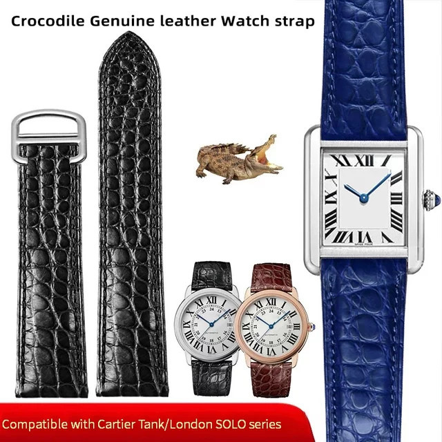 Cartier Uhrenarmband Krokodilleder, Schwarz, Unisex, 14-25 mm - Bild 1