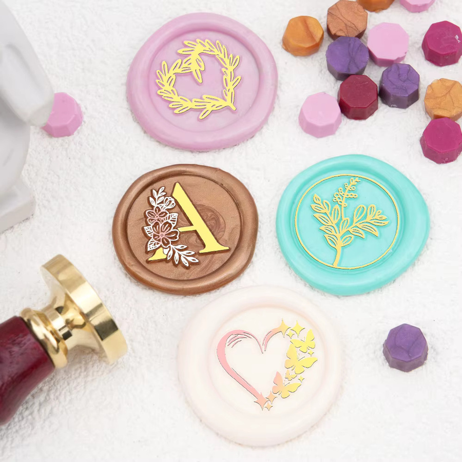 Wachssiegel Stempel Liebesbrief mit Herz-Kranz-Muster für DIY Scrapbooking, Hochzeitseinladungen und Geschenkpapier, Multicolour - Bild 1