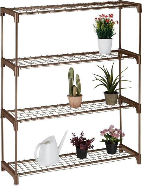Relaxdays Blumenregal aus Metall in Braun mit 4 Ebenen, Höhe: 106 cm, Breite: 91 cm, Tiefe: 28 cm - Bild 1