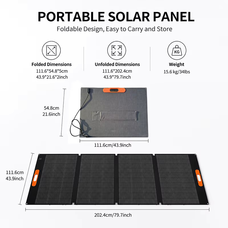 CHUBAN Tragbares 420W Solarpanel als Solar-Kofferpanel für Powerstationen, IP68 Wasserdicht, Schwarz - Bild 4