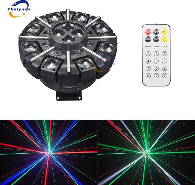 DJBY 150W 8-Arm Moving Head LED Effektlicht RGBW 4-in-1 mit Fernbedienung und DMX512 in Schwarz/Multicolor, B/T/H: 30 x 30 x 18 cm - Bild 1