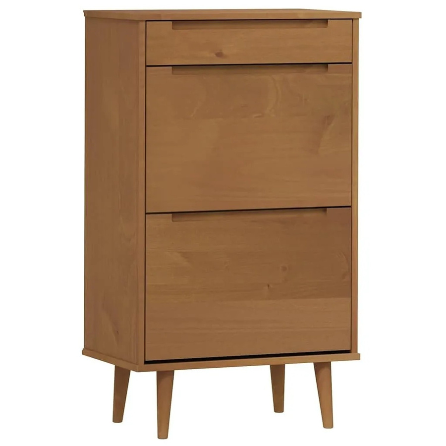 vidaXL Schuhschrank MOLDE aus Massivholz Kiefer in Braun, B/T/H: 59,5 x 35 x 103 cm - Bild 2