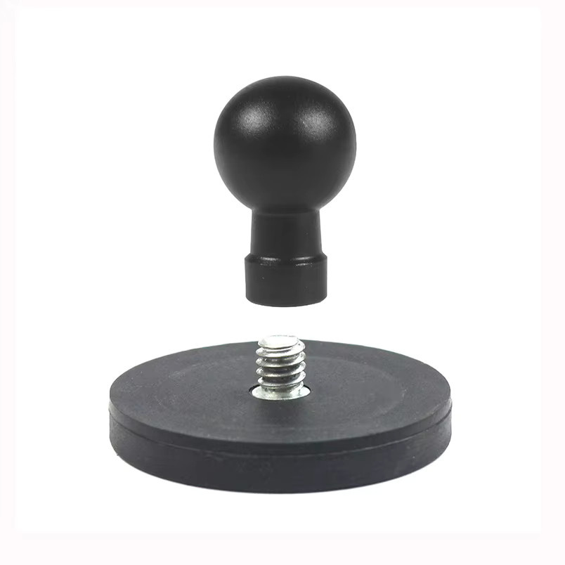 Magnetische Kamerahalterung mit 17mm Kugelkopfadapter und 1/4 Zoll Schraube in Schwarz für GoPro, Insta360 und Osmo Action Kameras sowie Smartphones - Bild 2