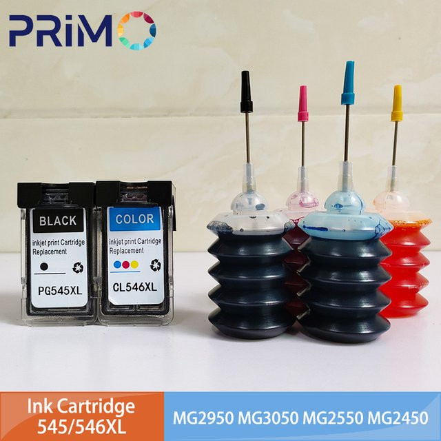 Canon Nachfüllbare Tintenpatrone Schwarz für Pixma MG3050 2550 2450 2500 2550S 2950 MX495 IP2800 IP2850 (PG545XL 546XL 545 546 XL CL546) - Bild 1