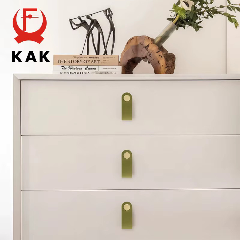 KAK 10 Stück Leder-Küchenschrankgriffe aus Aluminiumlegierung in Bunt und Grün für Kinderzimmer, Schubladenknöpfe und Türgriffe - Bild 3