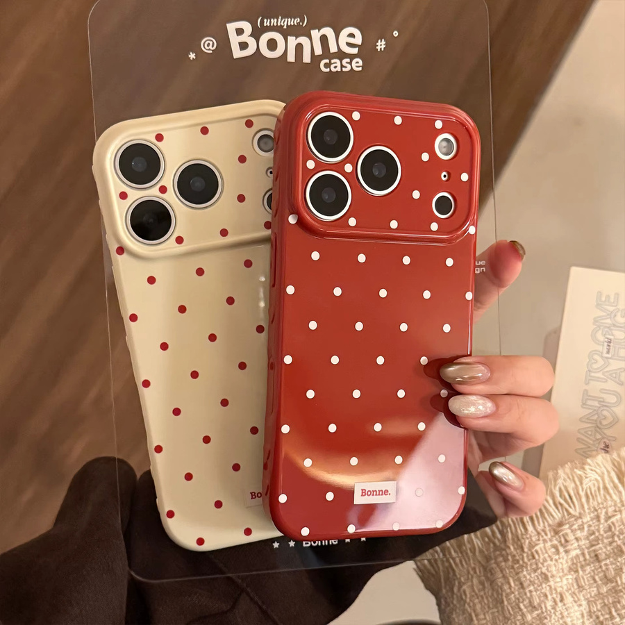 Potdemiel Stoßfeste Handyhülle mit Polka Dots für iPhone 17 16 15 14 13 12 Pro Max 11 in Einfarbig - Bild 2