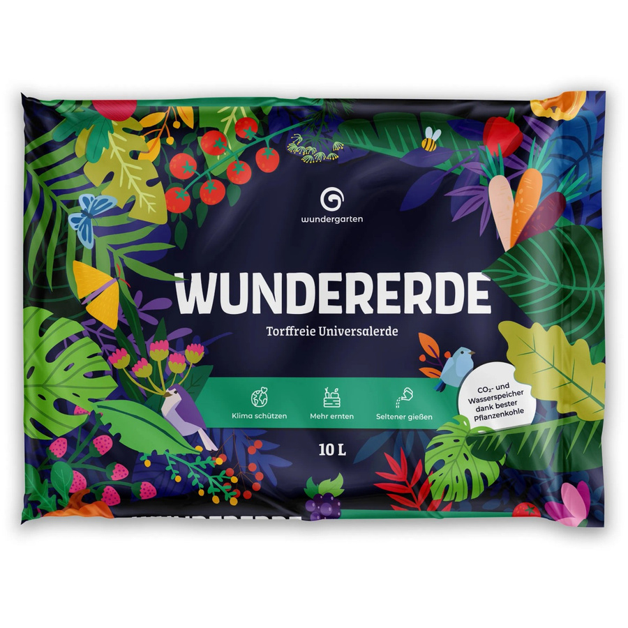 Wundergarten Wundererde Torffreie Pflanzerde mit Pflanzenkohle für Garten, Balkon, Zimmerpflanzen und Hochbeete, 10 l - Bild 2