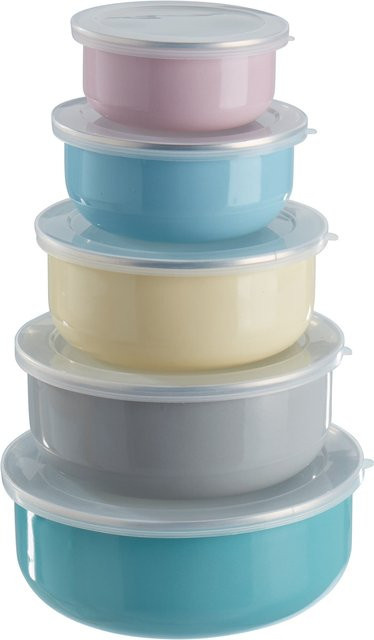 Genialo Emaille-Dosen-Set Trend, 9-teilig, Multicolor, stapelbar - Bild 1