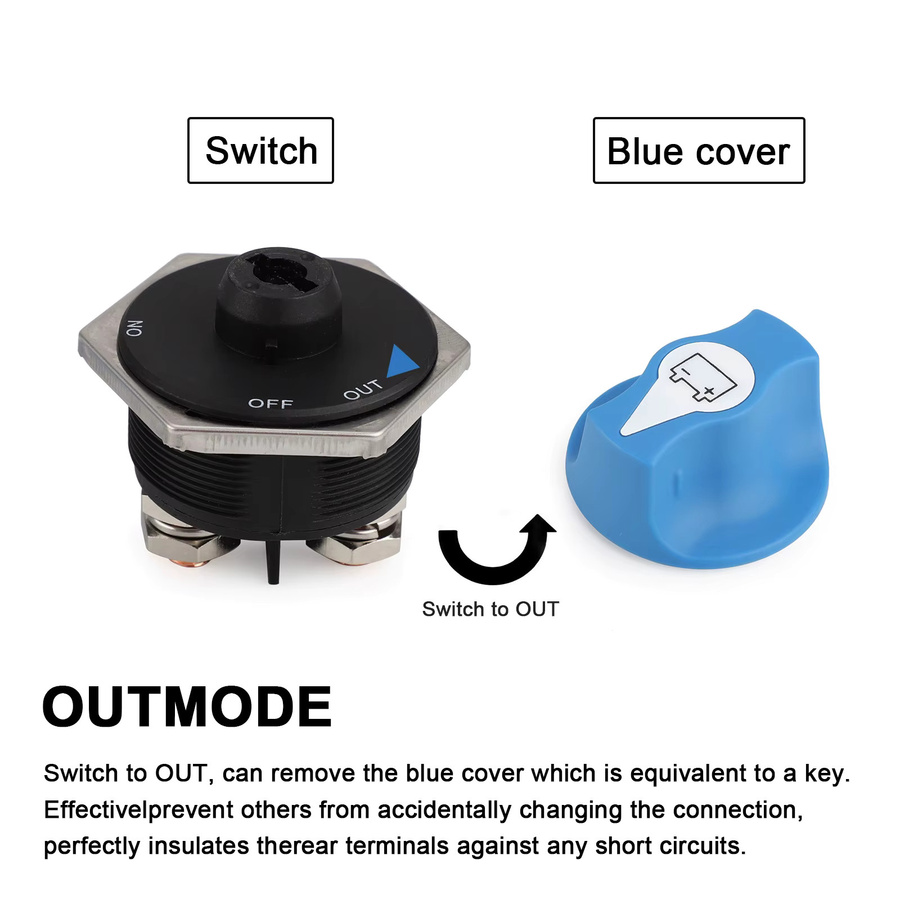 MINESPEED DC Trennschalter Power Isolator Cut Off Schalter Kit in Blau für Auto, Lkw, Motorrad und Boot - Bild 4