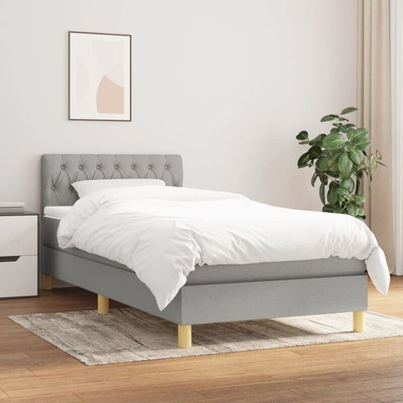 Vidaxl Boxspringbett mit Matratze aus Stoff in Grau, B/T: 100 x 200 cm - Bild 1