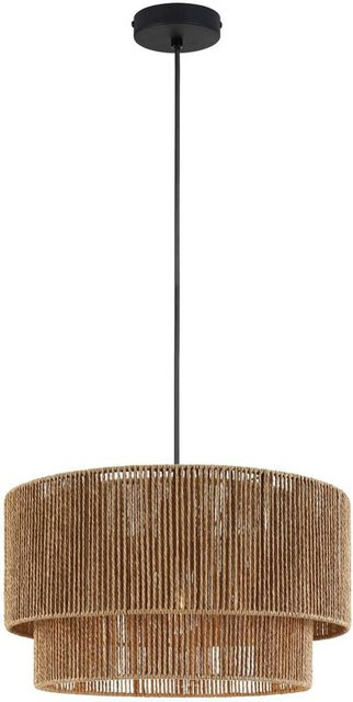 Pocoline Pendelleuchte Carta in Schwarz und Natur aus Metall und Papier mit E27 Fassung, Höhe: 120 cm, Durchmesser: 40 cm - Bild 1