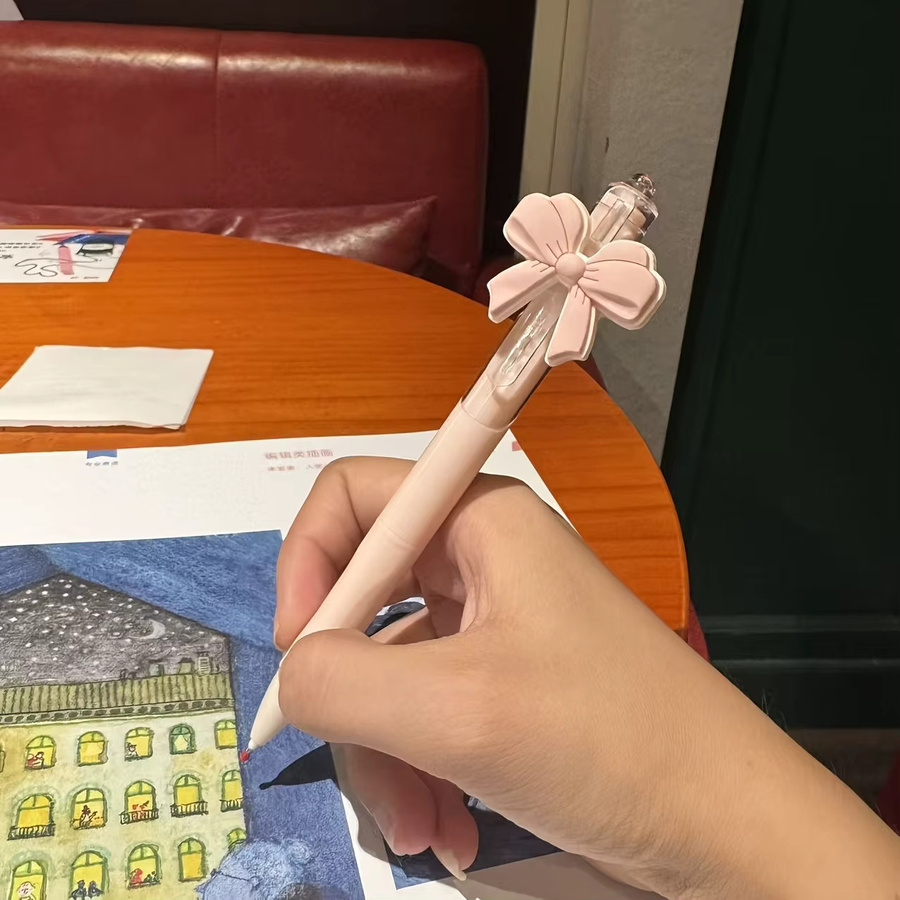 10 Stück rosa Gelstifte mit Schleifenknoten-Design als Klick-Kugelschreiber - Bild 2