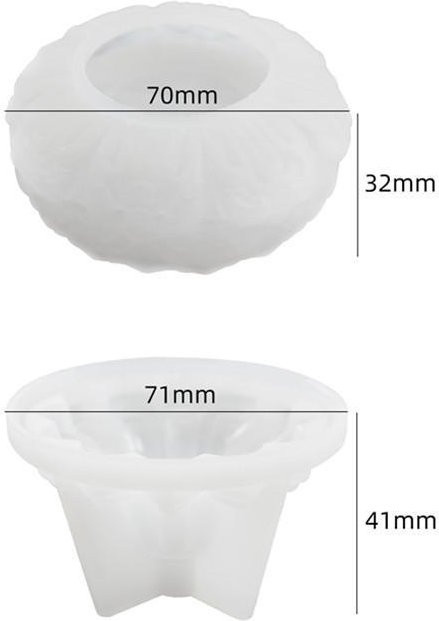HaiKouLiJinHaiKeJiYouXianGongSi Silikonform Lotus-Kerzenhalter und Spiegel für DIY Kristall-Epoxidharz in Weiß - Bild 1