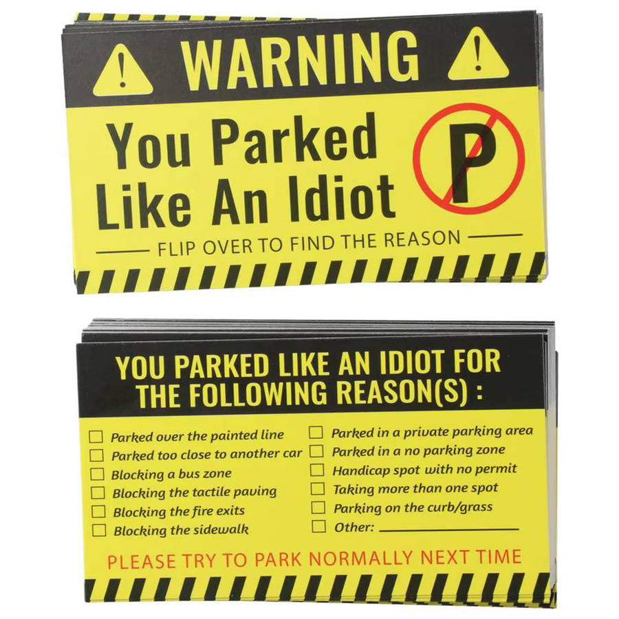 100 Stück Bad Parking Cards Lustige Parking Violation Cards in Weiß und Gelb aus Papier - Bild 3