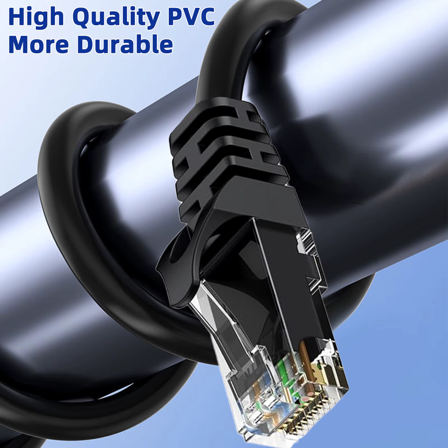 D-Sunty Cat6 Ethernet-LAN-Kabel mit RJ45-Stecker, Schwarz, 250 MHz Hochgeschwindigkeits-Gigabit-Netzwerk-Patchkabel - Bild 6