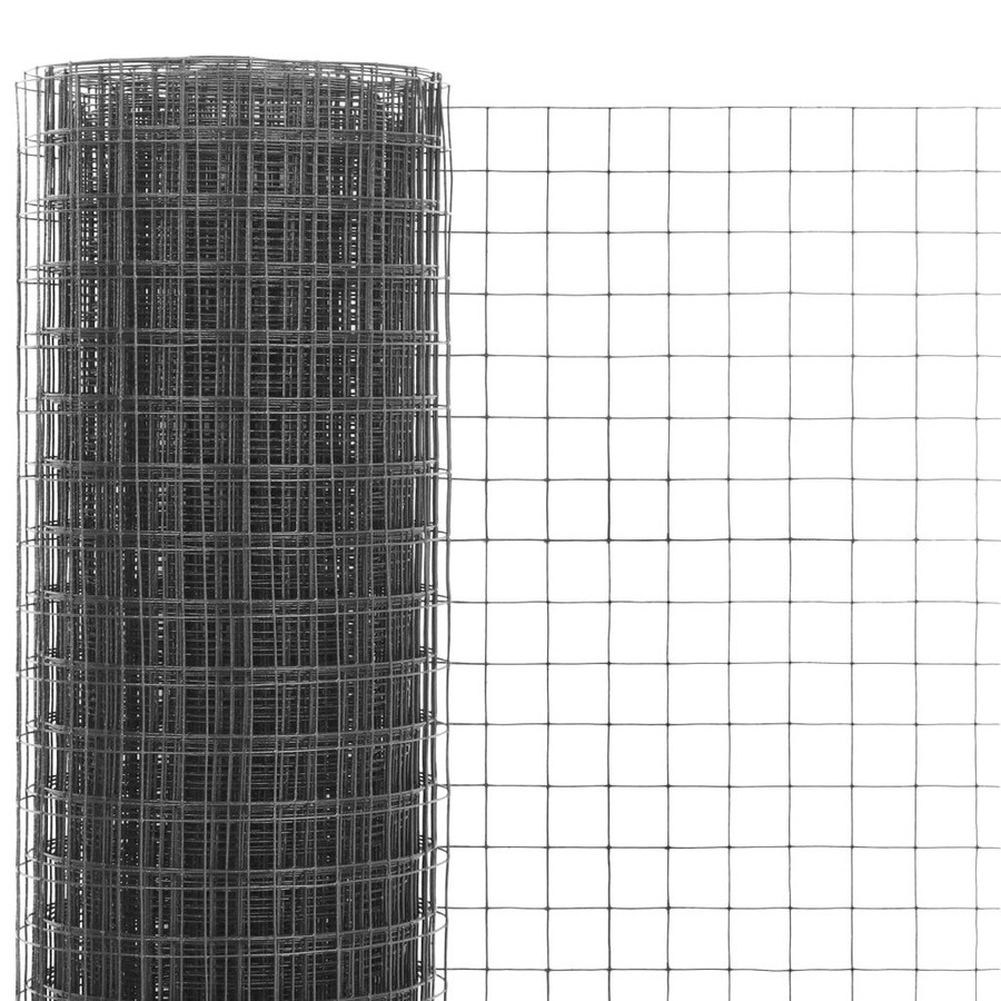 vidaXL Maschendrahtzaun aus Stahl mit PVC-Beschichtung, Grau, B: 25 m, H: 1 m - Bild 3