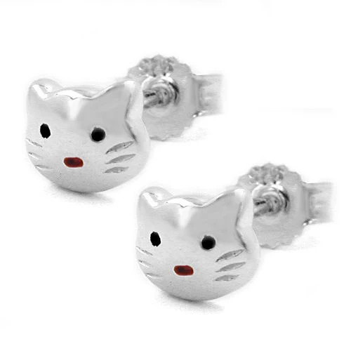 SIGO Ohrstecker Katzenkopf, 925 Silber, Unisex - Bild 1