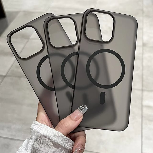 Matte ultradünne MagSafe Hülle für Samsung Galaxy S25 Ultra S24 FE S23 S22 A56 5G A55 A54 A26 A16 A06 in Schwarz mit magnetischer kabelloser Ladefunktion - Bild 1