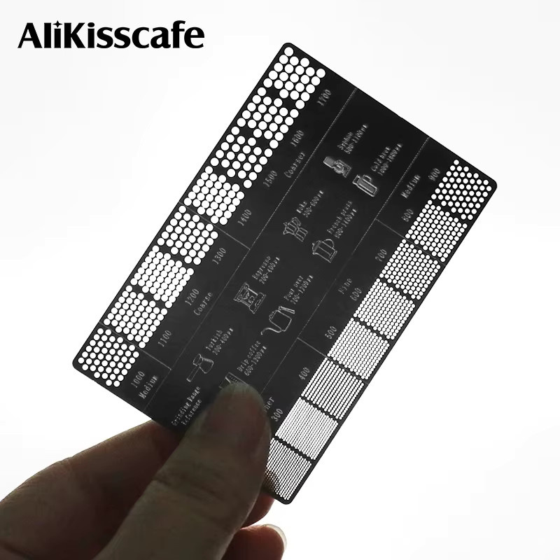 ALIKISSCAFE Kaffeepulver Mahlgrad Referenzkarte aus Edelstahl für Espresso Maschinen und Barista Zubehör - Bild 5
