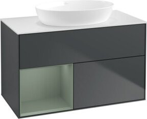 V&B Waschtischunterschrank Finion 100 mit Wandbeleuchtung, lackiert, B/T/H: 100 x 50,1 x 50,1 cm - Bild 1