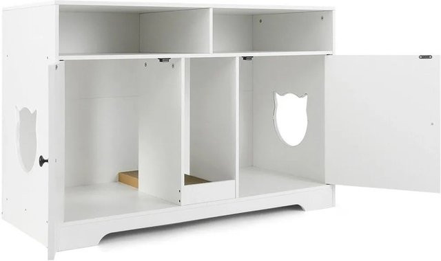 Costway Katzenschrank für 2 Katzen in Weiß mit Höhle, B/T/H: 108 x 50,5 x 73,5 cm - Bild 1
