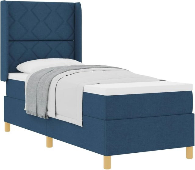 vidaXL Boxspringbett mit Matratze und Kopfteil in Blau aus Stoff, B/T/H: 80 x 200 x 140 cm - Bild 1