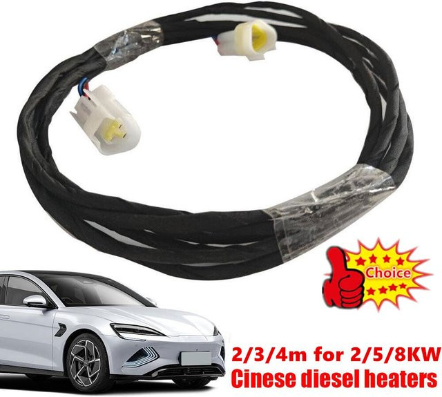 Verlängerungskabel für LCD-Bildschirm von 12V Dieselheizungen in Schwarz, kompatibel mit 2 kW, 5 kW und 8 kW Modellen, erhältlich in den Längen 2 m, 3 m oder 4 m - Bild 1