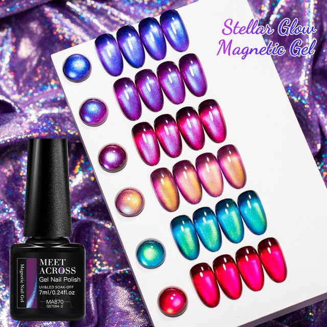 MEET ACROSS Aurora Cat Eye Gel-Nagellack, Blue Aurora Effect, 7 ml - Bild 1