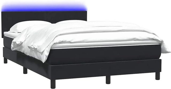 vidaXL Boxspringbett mit Matratze in Schwarz aus Samt mit LED-Unterbettbeleuchtung und USB-Anschluss, B/T: 160 x 210 cm
