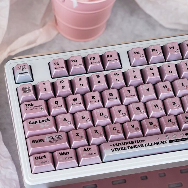 URE Cute Programmer Keycaps Cherry Profile in Metallic Paint Glossy Pink für mechanische Tastaturen mit MX-Switches - Bild 1
