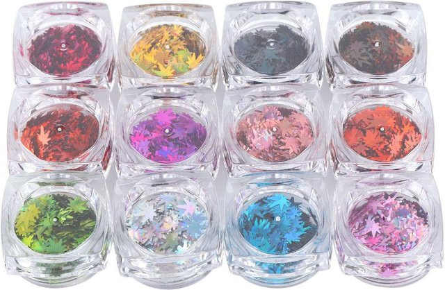 Koogeelife Nailart-Pailletten Ahornblattförmig, Glänzend, Gray - Bild 1