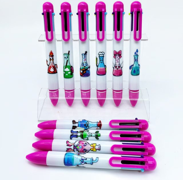 Mehrfarbiger 6-in-1 Kugelschreiber im chemischen Experimentierflaschen-Design aus Kunststoff - Bild 1