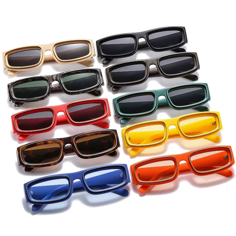 SHAUNA Sonnenbrille Rechteck, Vollrand, Gelb Orange, Unisex, Kunststoff - Bild 4
