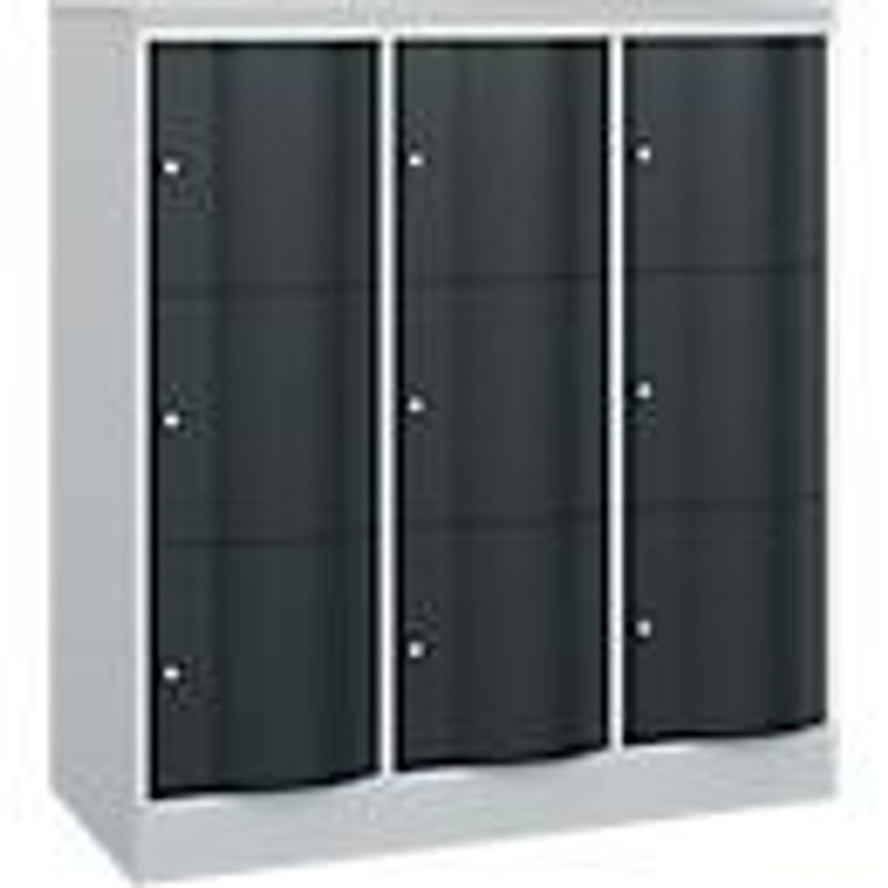 C+P Schließfachschrank Resisto mit 3 Abteilen und 9 Fächern, Lichtgrau/Anthrazitgrau, B/T/H: 114,8 x 54,0 x 125,5 cm - Bild 2
