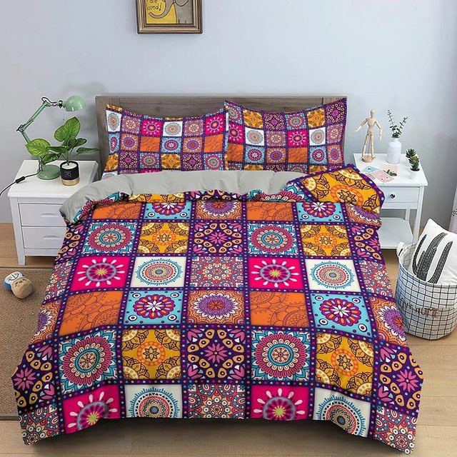 Bettwäscheset Lodestar mit geometrischem Streifenmuster in Bunt, bestehend aus Bettdeckenbezug und Kissenbezug, B/H: 135 x 200 cm - Bild 1