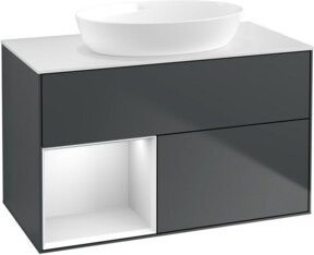 V&B Waschtischunterschrank Finion 100 in Weiß, Blau oder Grau lackiert, B/T/H: 100 x 50,1 x 50,1 cm - Bild 1