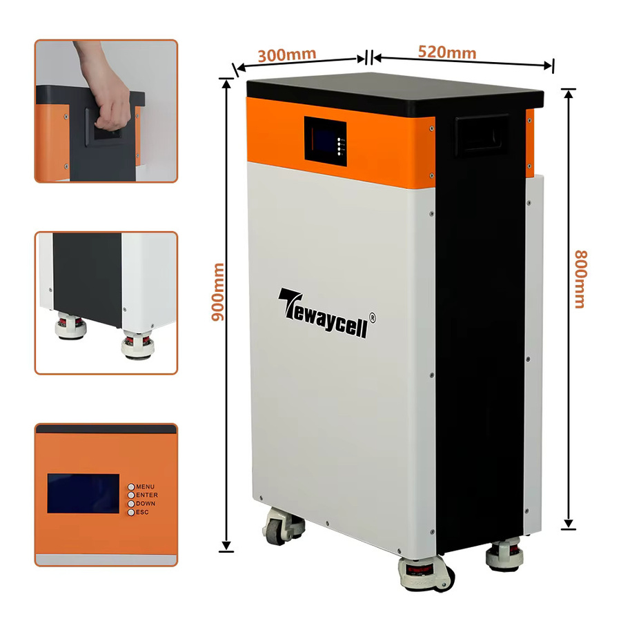 Tewaycell Powerwall LiFePO4 Akku 51,2 V 15 kWh 300 Ah in Weiß mit integriertem BMS und CAN RS485 Schnittstellen - Bild 2
