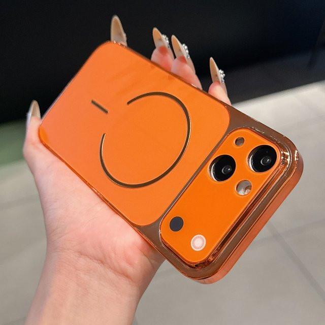 Seconds Change Magnetische Handyhülle für iPhone 17 Pro Max, 16, 15, 14, 13 Pro Max in Orange, Weiche MagSafe Kompatible Schutzhülle - Bild 1
