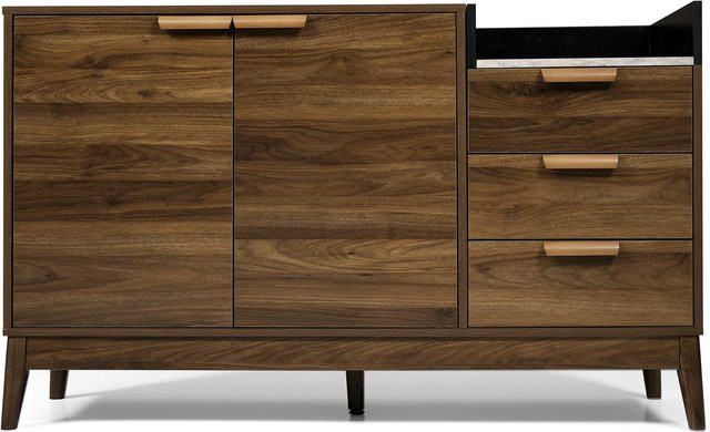 AB Store Wohnzimmerkommode mit 3 Schubladen und doppeltürigem Schrank in Braun, B/T/H: 120 x 40 x 77 cm - Bild 1