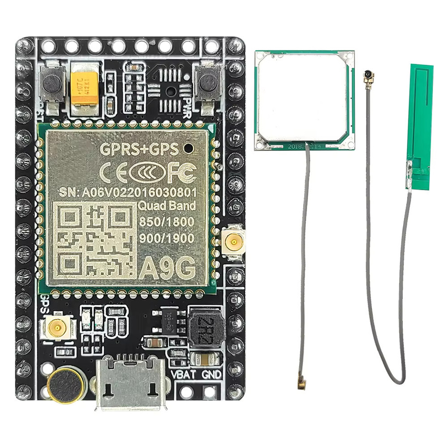 Pudding A9G Development Board Modul mit GPS BDS Dual-Mode Positionierung, GPRS GSM und ADC SPI Schnittstelle, Schwarz - Bild 2