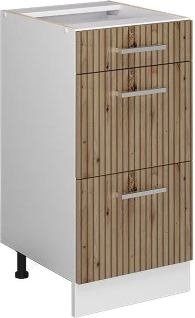 Vicco Küchenunterschrank R-Line in Artisan-Eiche und Weiß mit Schubladen, Breite: 40 cm, Höhe: 81,6 cm, Tiefe: 46 cm - Bild 1