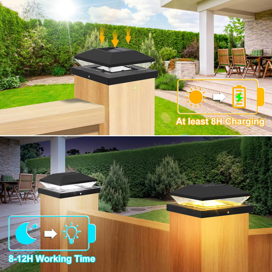 Crepow Solar LED Zaunleuchten Set mit integrierter LED, IP65 wasserdicht, 2 Stück - Bild 5
