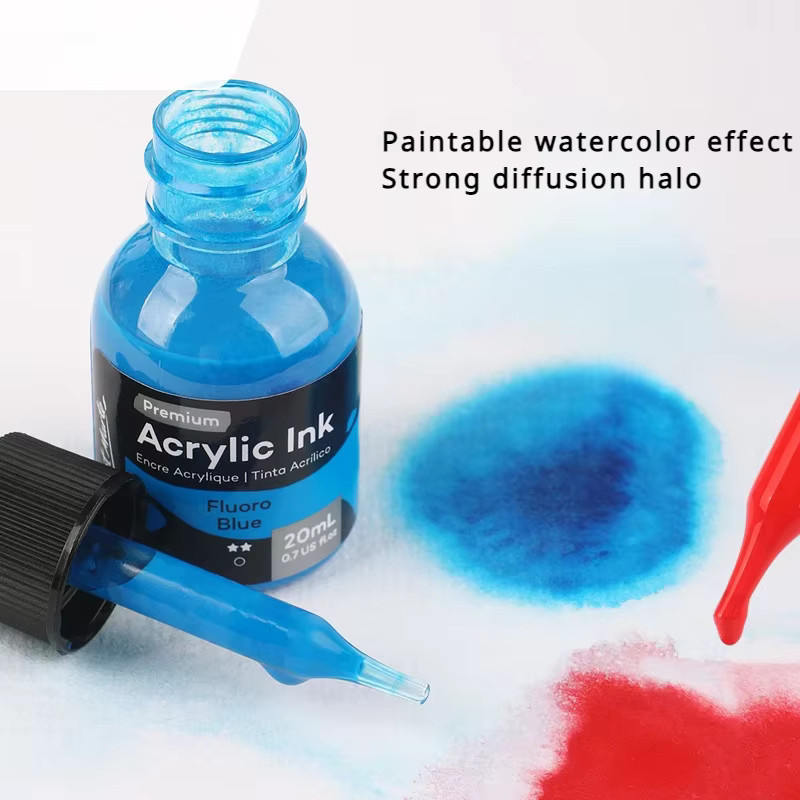 Acryl Tinte Set für Marker Nachfüllung in Multicolour, wasserfeste Hochglanz Flüssigkeit für Graffiti und Aquarell, 20 ml pro Flasche - Bild 3