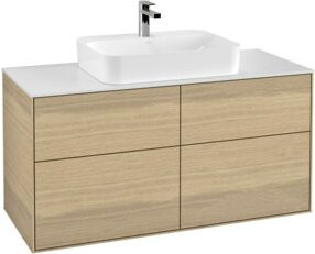 Villeroy & Boch Waschtischunterschrank Finion in Oak Veneer mit weißen Abdeckplatten, Wandmontage, Breite: 120 cm, Tiefe: 60,3 cm - Bild 1