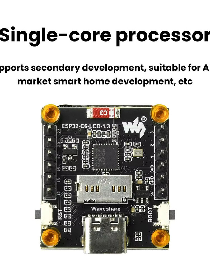 Diymore ESP32-C6 LCD-Display Entwicklungsboard mit 1,3 Zoll ST7789 Display, WiFi und Bluetooth, USB-C Anschluss, Schwarz - Bild 5