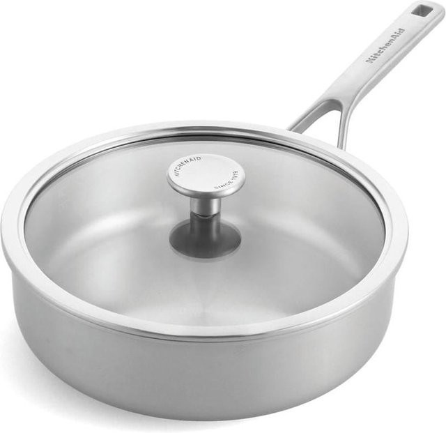 KitchenAid Schmorpfanne aus Edelstahl mit Glasdeckel, Silber, Durchmesser: 24 cm, Volumen: 3,1 l - Bild 1