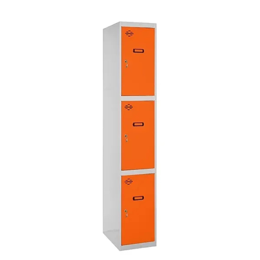 PROREGAL Spind AMEGO Umkleide Schließfach mit 3 Abteilen Grau-Orange H x B x T: 180 x 30 x 50 cm - Bild 2