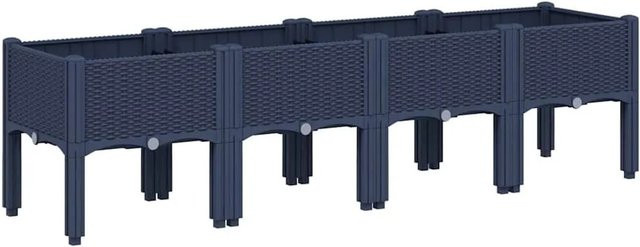 vidaXL Pflanzkasten mit Beinen in Blaugrau aus Polypropylen, B/T/H: 160 x 40 x 42 cm - Bild 1